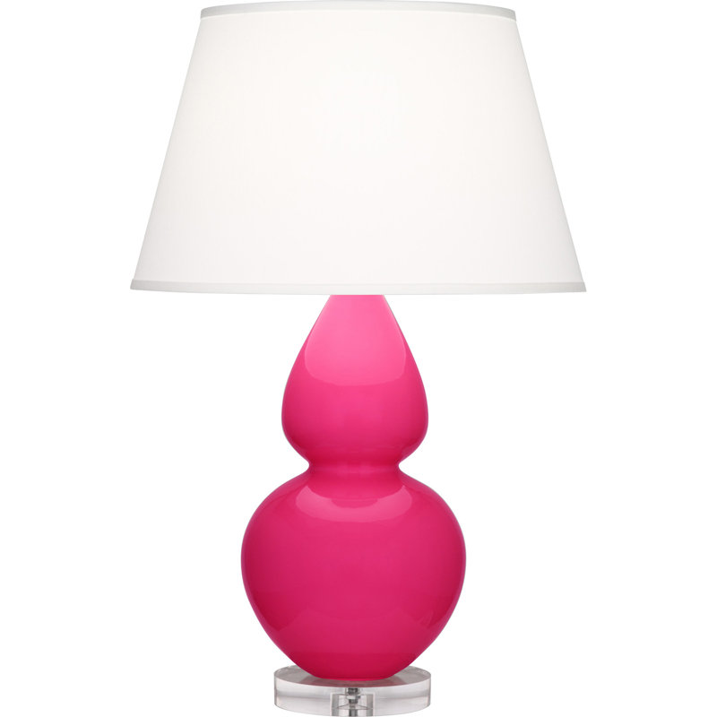 Double Gourd Table Lamp, Daisy Glazed/Silver, Pearl