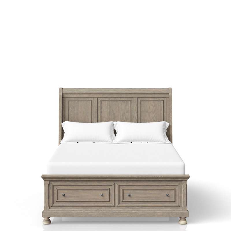 Grand lit de rangement antique gris, solide et stable, deux tiroirs pour vos besoins Lit avec rangement, meilleure gestion de l'espace