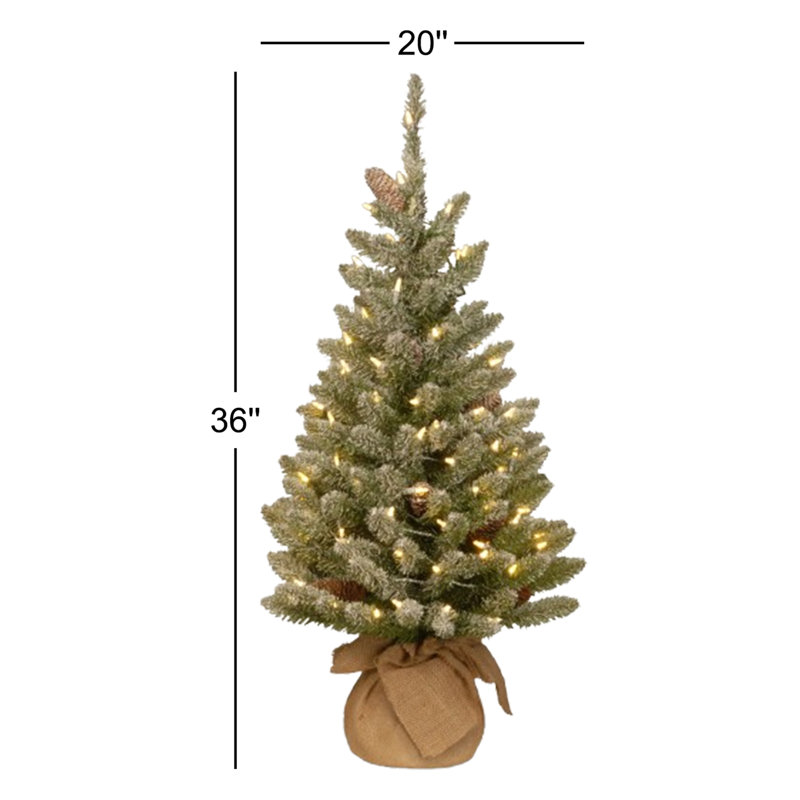 Sapin floqué avec lumières DEL, 3'