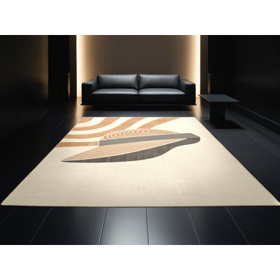Machine Washable Brooksville Casual Striped Rug in Beige – Beige Binding