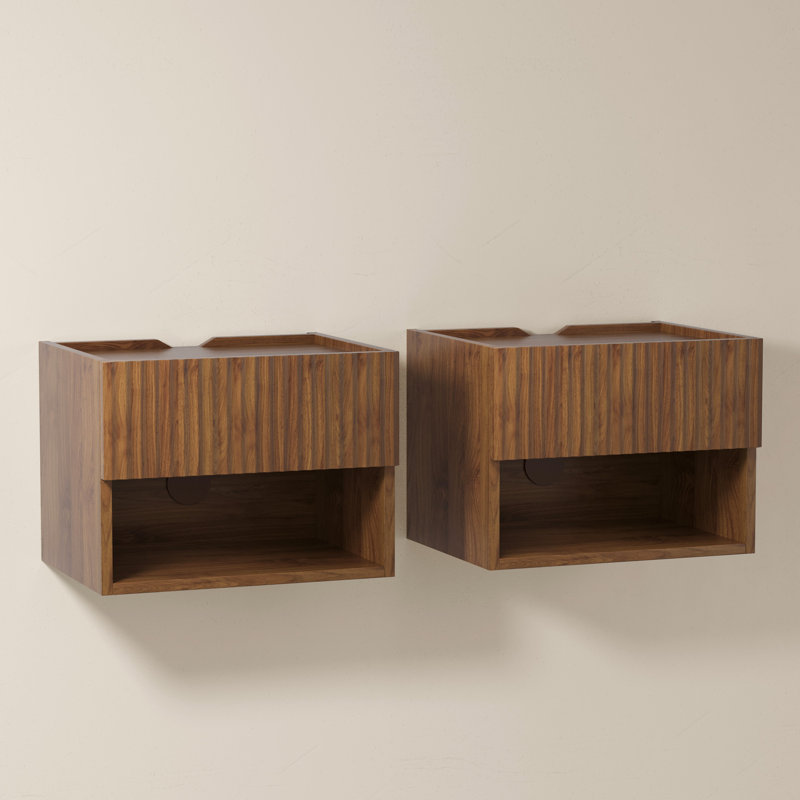 Floating Fluted Nightstands, Brown