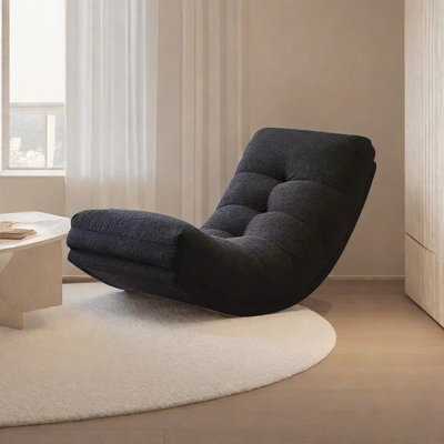 Chaise berçante en velours crème