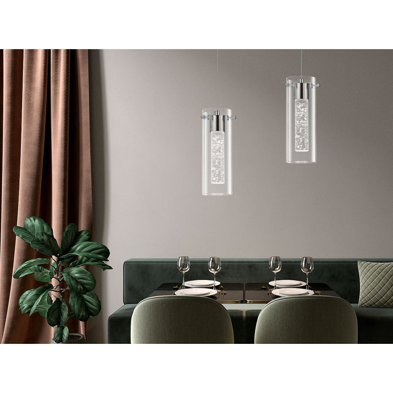 Luminaire suspendu argenté à 2 lumières Solarah