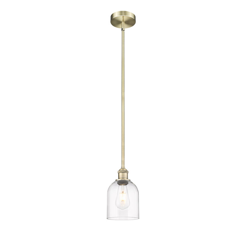 Mini-luminaire suspendu avec tige 6 lumières Edison Anacaren - 616-G558, Transparent, Laiton antique
