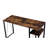 Weathered Oak & Black Desk With Metal Base And 2 Tier Shelves Shelf Study In Support Structure Setup-212617418