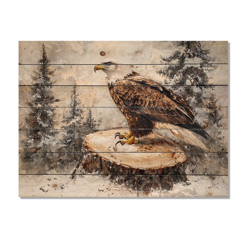 Vigile silencieuse aigle en hiver, H 24 po x l 32 po