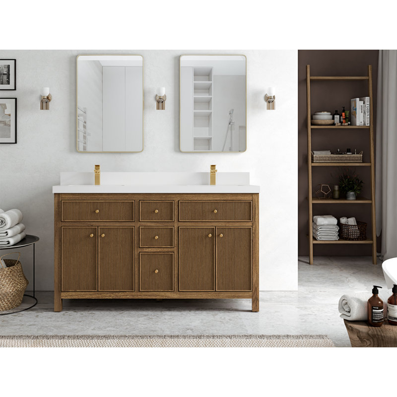 Ensemble de meuble-lavabo double 60 po, Blanc