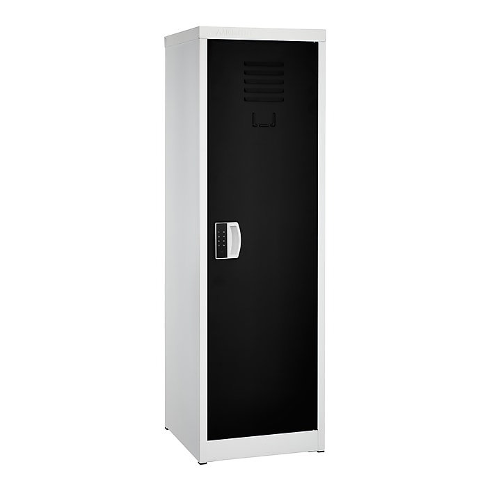 Casier pour enfant à 1 porte en acier 48 po H x 15 po l - Rangement pour les écoles, la salle de sport, la maison - Comprend une tablette, des crochets, une ventilation et un porte-carte - Assemblage facile avec serrure numérique