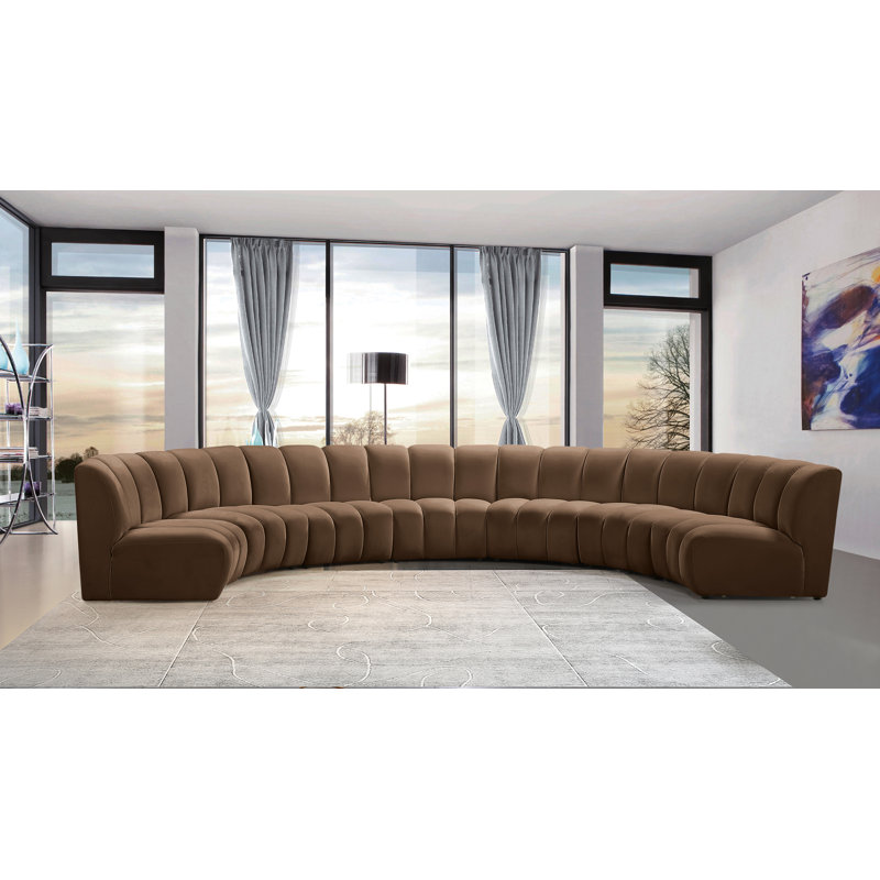 Canapé modulaire en velours Infinity, Velours brun, 7 pièces