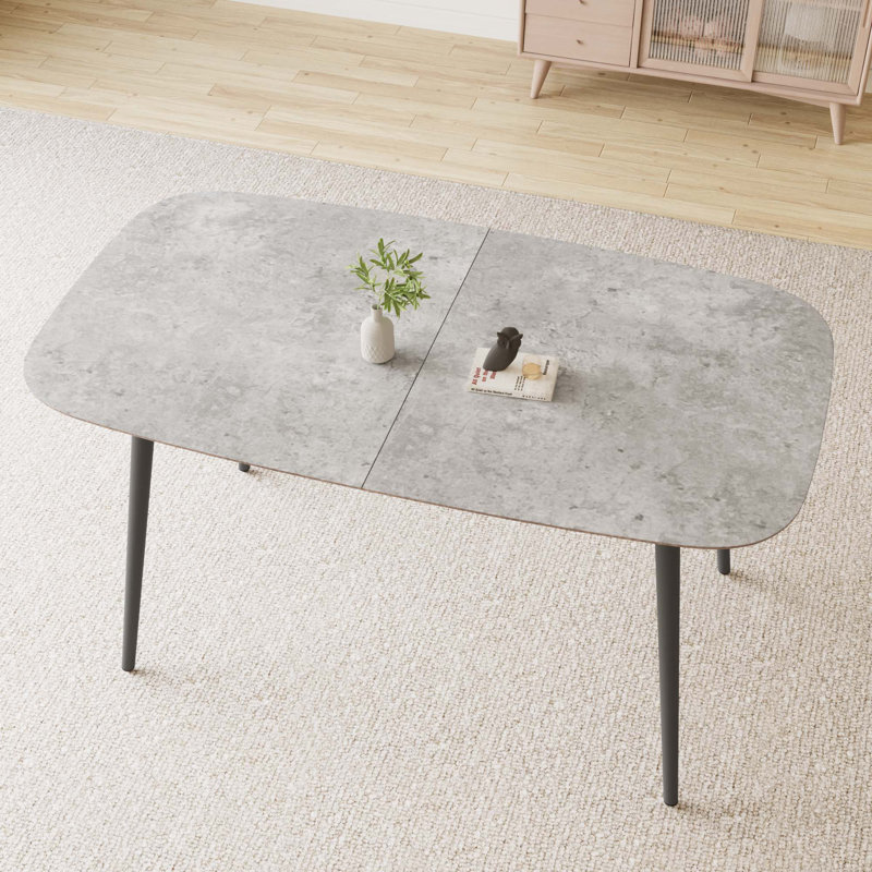 Rectangular Table, Modern Dining Kitchen Table, Gray/Gray, 29.9" H x 55.1" L x 31.5" W