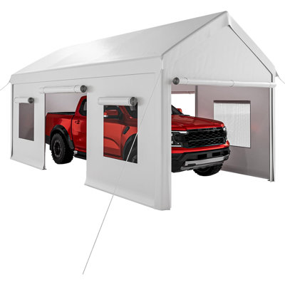 Heavy Duty 10x20Ft Carport, Galvanized Steel Frame & PE Canopy, Weatherproof