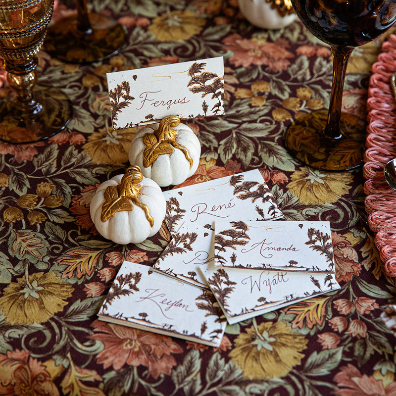 Forest Walk Pumpkin Place Card Holder, Gold