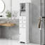 Grande armoire de salle de bain, armoire de rangement autoportante avec 3 tiroirs et tablette réglable, panneau de fibres à densité moyenne avec finition peinte