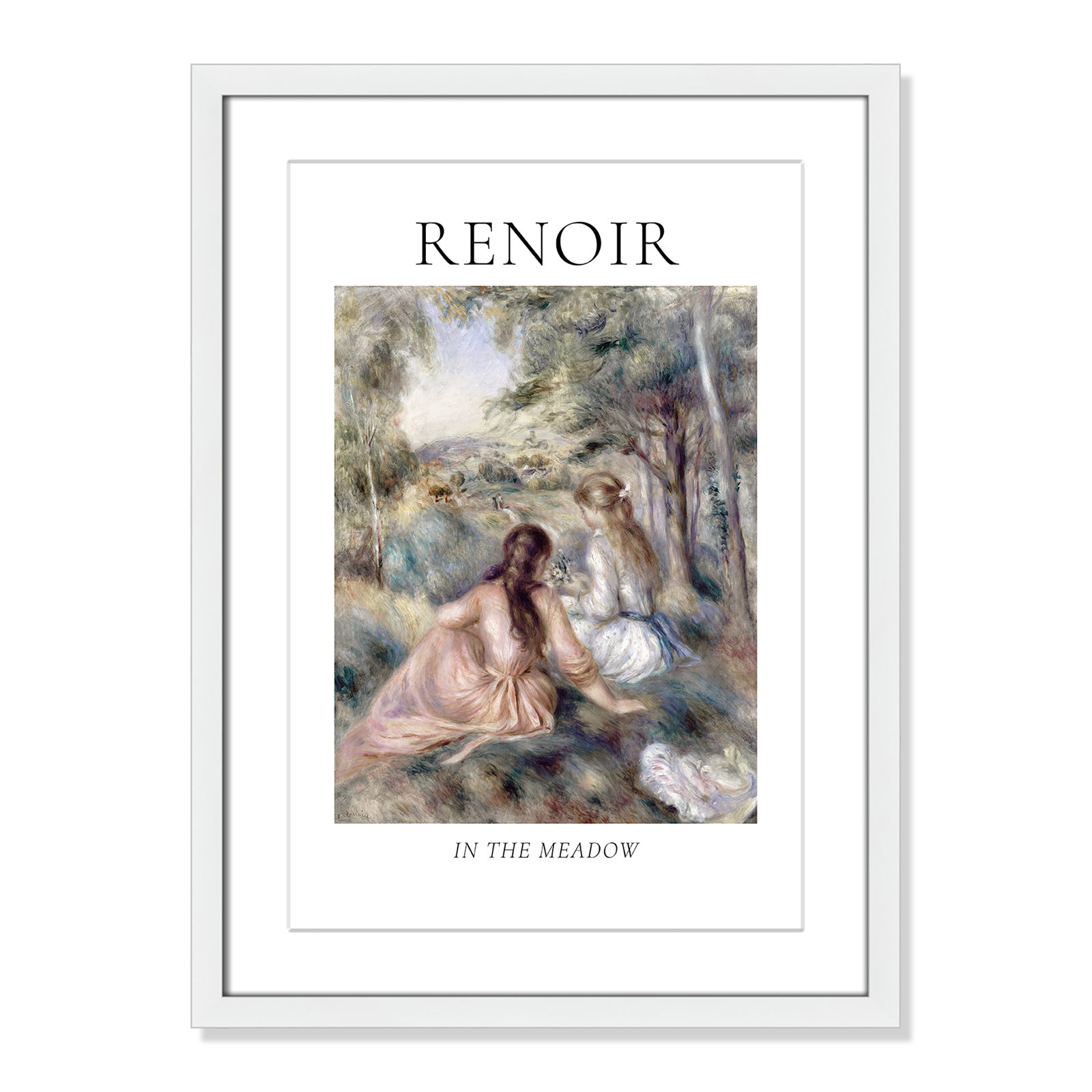 Old Masters Collection " In The Meadow " by Auguste Renoir, Yes, 23" H x 17" W x 1.25" D, White Single Picture Frame