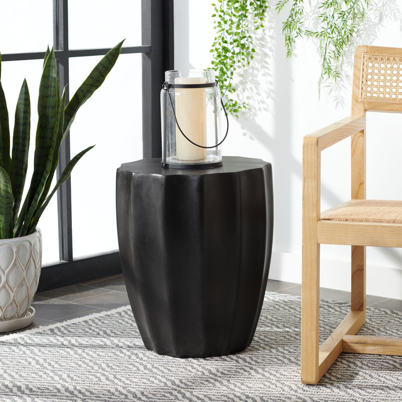 Outdoor Spiro Stone Side Table, Black