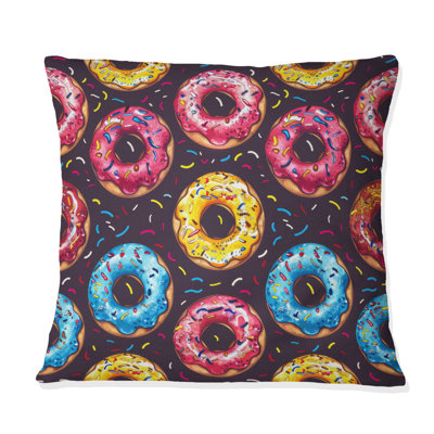 Pink Blue Donuts Pattern - Children Pillow