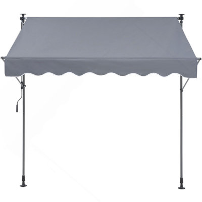 Manual Retractable Awning, Outdoor Retractable Patio Awning Sunshade Shelter, Adjustable Patio Door Window Awning Canopy With 39" Sun Shade Curtain For Backyard, Garden, Balcony