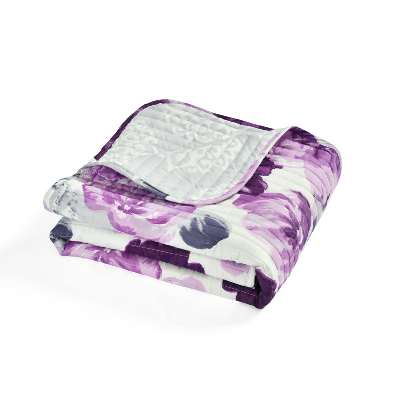 Jeté réversible à motif floral Lush Decor Leah, Gris / Mauve