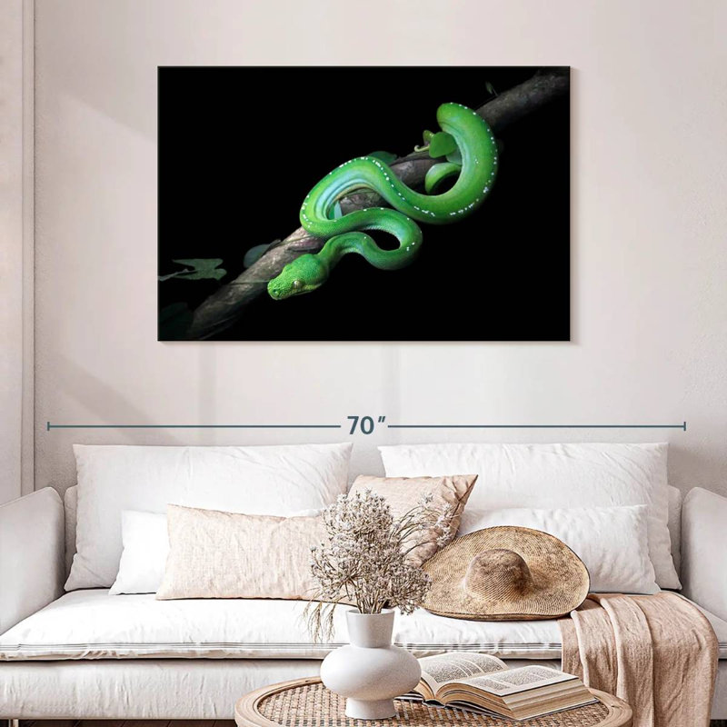 Brampt Green Python Slithering On A Branch, 30" H x 45" W