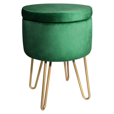 Velvet Storage Upholstered Accent Stool