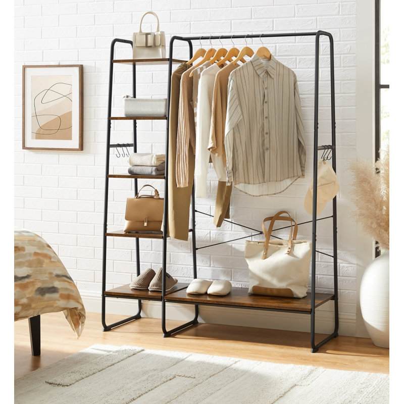 Manufactured Wood Freestanding Drying Rack, Rustic Brown/Black