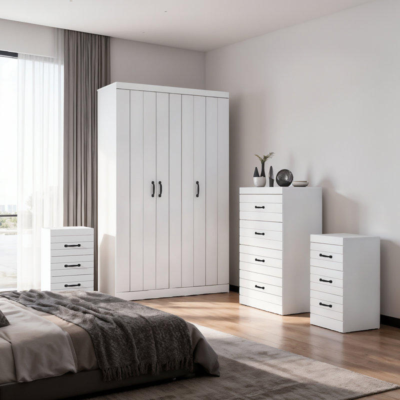 4 Piece Bedroom Set, White