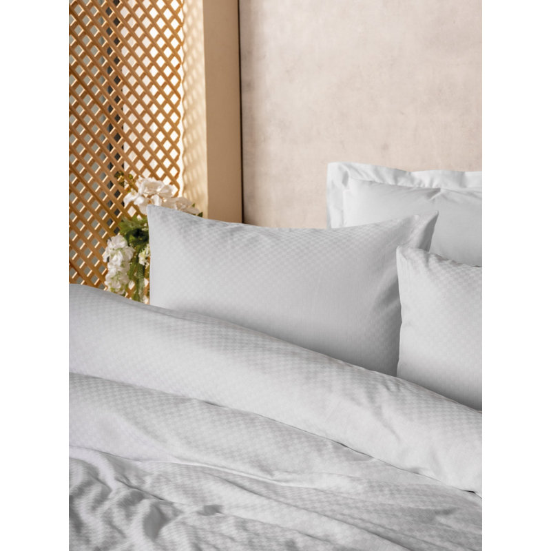 Luxury Quilt Cover Set, 100% Cotton Ranforce, White | Includes Duvet Cover (78.7 x 78.7 inches) & 2 Pillowcases (31.5 x 31.5 inches) | Reactive Printing, Machine Washable, Elegant Button Closure Design