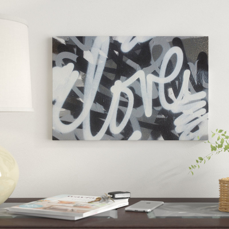 « black & white love », impression sur toile, H 12 po x l 18 po x P 1,5 po, Toile tendue, Pas de tapis