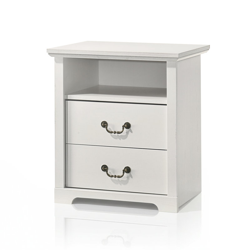 Table de chevet 2 tiroirs Keaton, Blanc