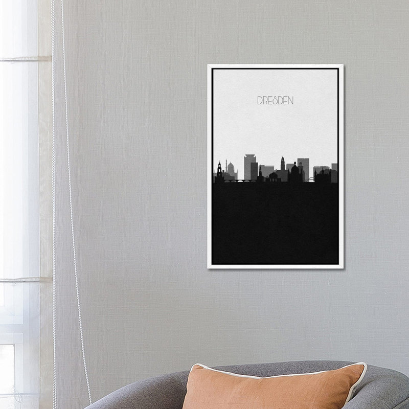 Dresden, Germany City Skyline by Ayse Deniz Akerman - Print on Canvas, 101.6 cm H x 66.04 cm W, White Framed Canvas