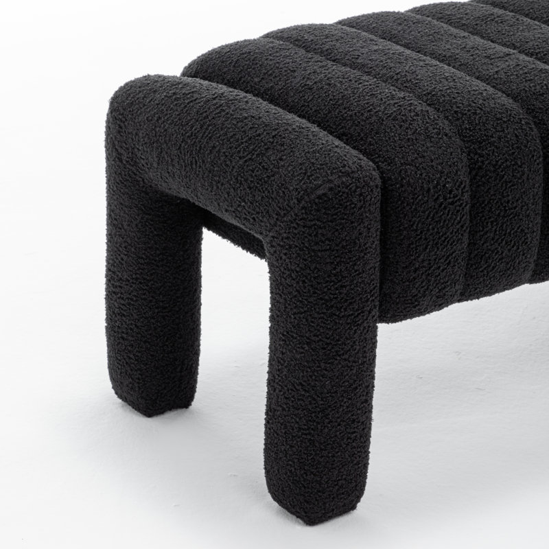 Channel Tufted Upholstered Bedroom Bench, Black