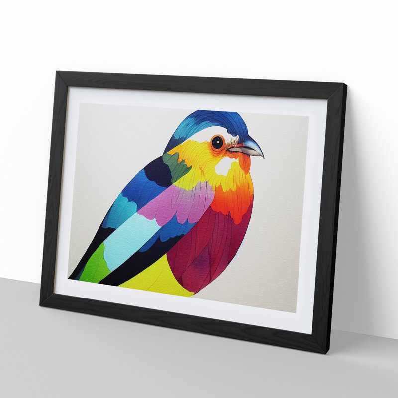 Enticing Watercolour Bird 1 Piece Single Picture Frame Wall Art, 25cm H x 34cm W, Black