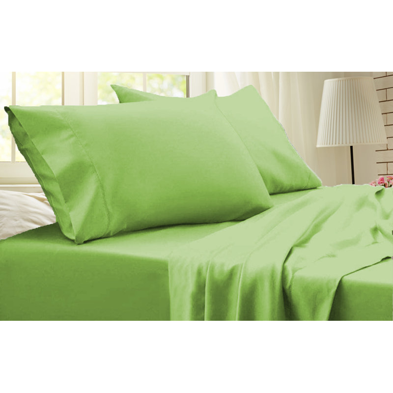 Ensemble de draps en rayonne de bambou de qualité supérieure 4 pièces, Ensemble de draps pour lit simple avec deux taies 