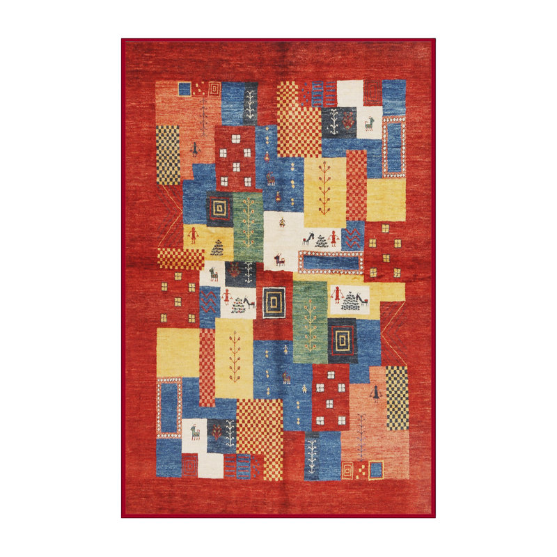 Tapis brun/vert/gris zone contemporaine, Rectangle 5 pi x 8 pi