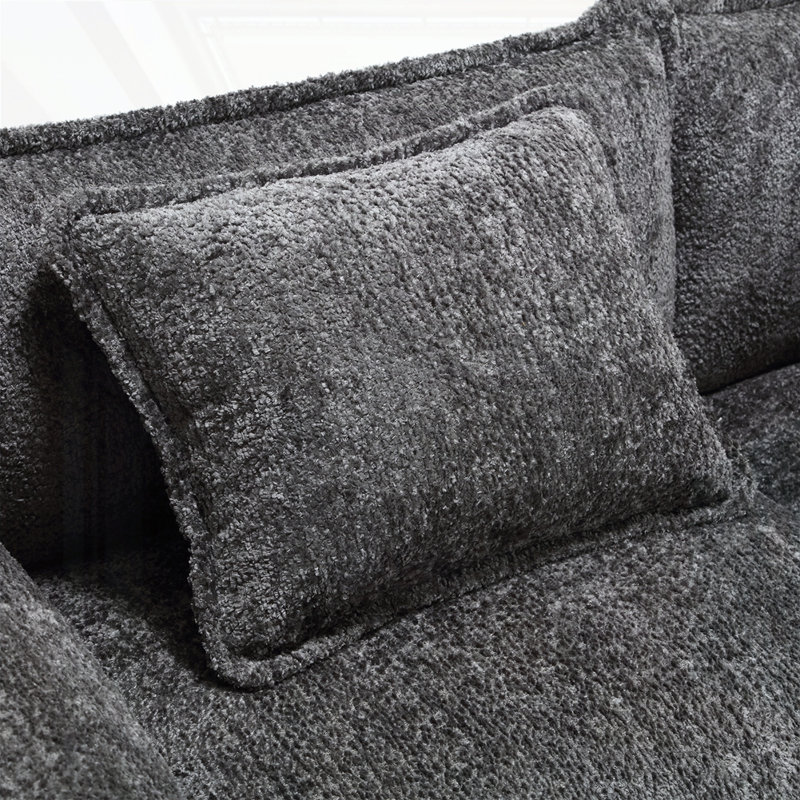 Modern Large L-Shape Sectional SOFA Chenille fabric, 33.46" H x 112.2" W x 32.6" D, 3, Gray