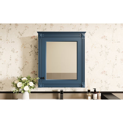 Armoire de rangement de salle de bain avec miroir 24 po x 27 po, tablettes murales réglables, économiseur d'espace, accessoire de salle de bain fixé au mur 27 po et partie moderne
