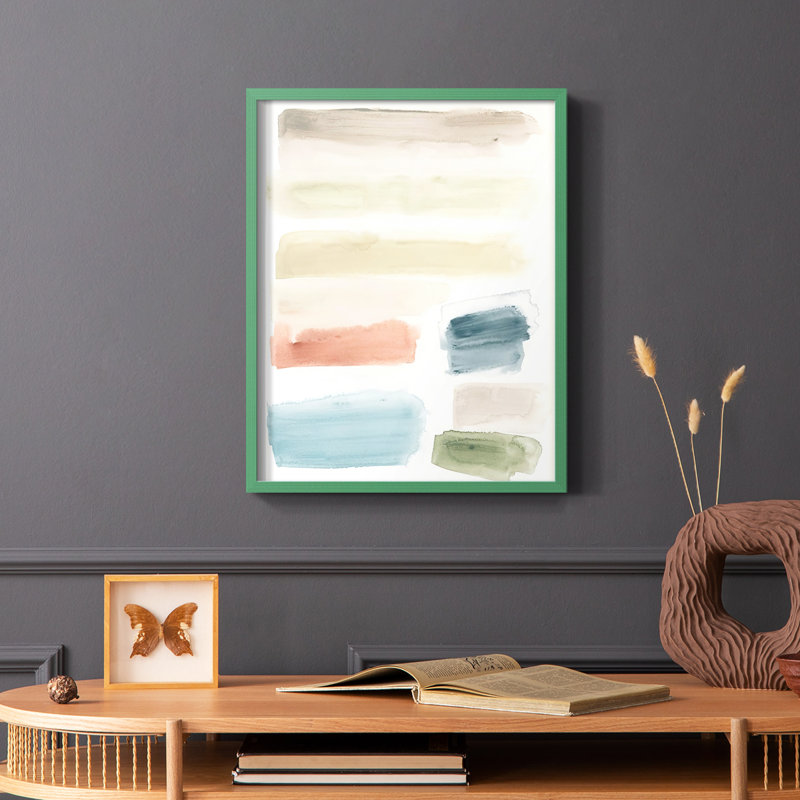 Watercolor Swatches II, reproduction encadrée - bois massif, Vert, H 10 po x l 8 po