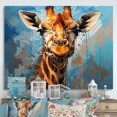 Collage animal girafe cobalt - imprimé