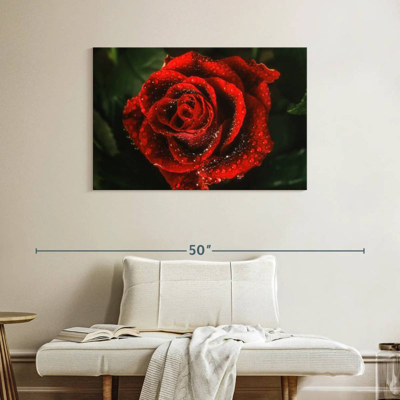 Élégante rose rouge rosée, H 26 po x l 39 po