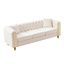Velours beige moderne à 3 places 86 po avec pieds dorés, accoudoirs roulés à boutons et rembourrage en mousse pour le cadre de vie en pin