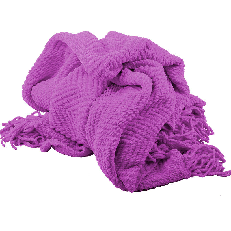 Jeté en tricot de tweed, 50 po x 60 po, Bouton de rose