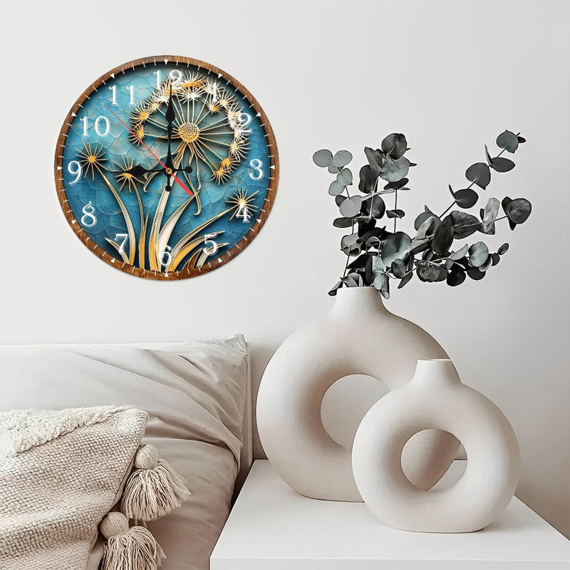 Horloge murale en bois 10 po, mouvement silencieux, à piles (piles AA non incluses), décor artistique, parfait pour les décorations