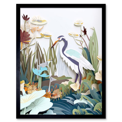Coastal Wildlife Fauna And Flora Paper Style - Single Picture Frame Print