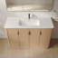 Meuble-lavabo autoportant de salle de bain couleur bois de 48 pouces au design à rayures