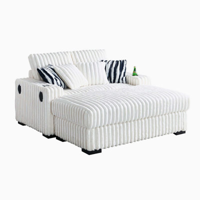 Causeuse multifonctionnelle à accoudoirs carrés avec repose-pieds avec porte-gobelet intégré Chargeur sans fil Bluetooth et ports USB pour le salon de la chambre à coucher