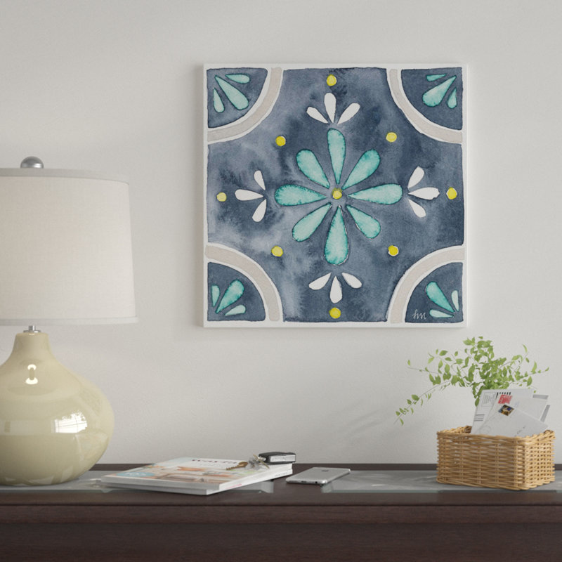 « jardin escapade tile i blue », impression sur toile, H 18 po x l 18 po x P 1,5 po, Toile tendue, Pas de tapis