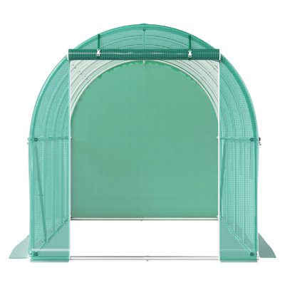 14.8 x 6.6 ft Walk-in Tunnel Greenhouse with Galvanized Steel Frame, Heavy Duty Portable Plant Hot House w/ Roll-up Windows & Zippered Door for Outdoor Gardening