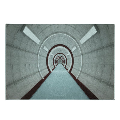 Ambesonne Science Tempered Glass Cutting Board Futuristic Corridor Grey