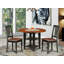 L'ensemble de table de salle à manger 5 pièces pour 4 personnes comprend une table de cuisine ronde avec Dropleaf et des tablettes et 4 chaises de salle à manger en similicuir de 42 po x 42 po, noir et cerise-2059480640-2044588480-2093195433
