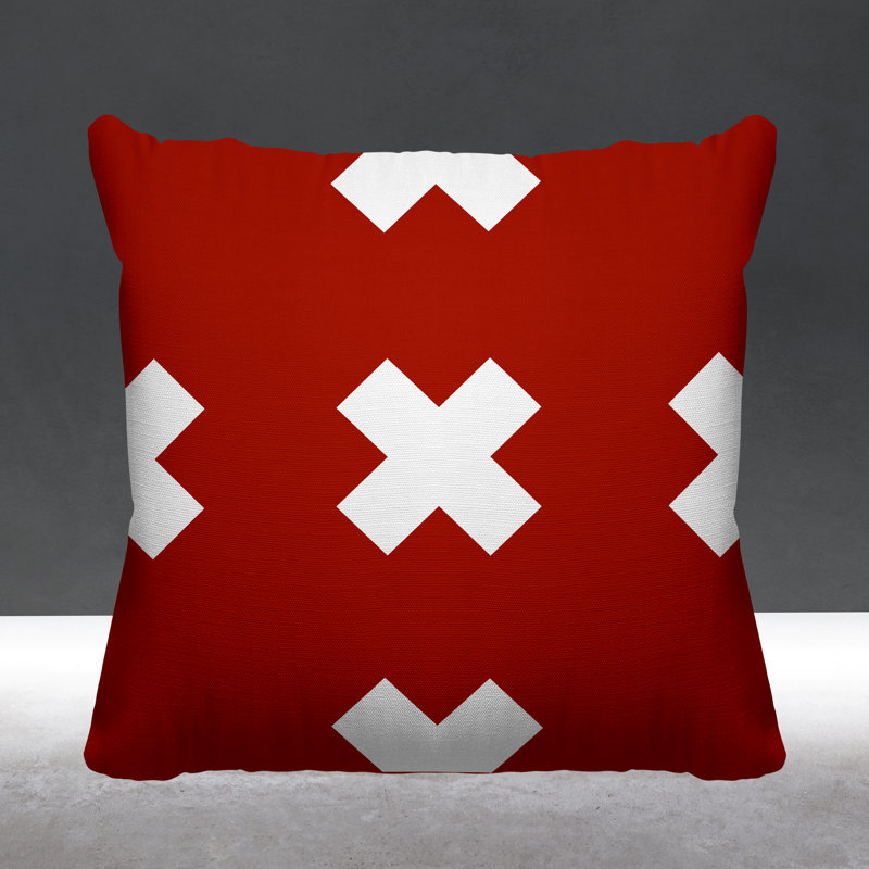 Coussin intérieur / extérieur Luella, 19 po x 19 po, Rouge, Carré